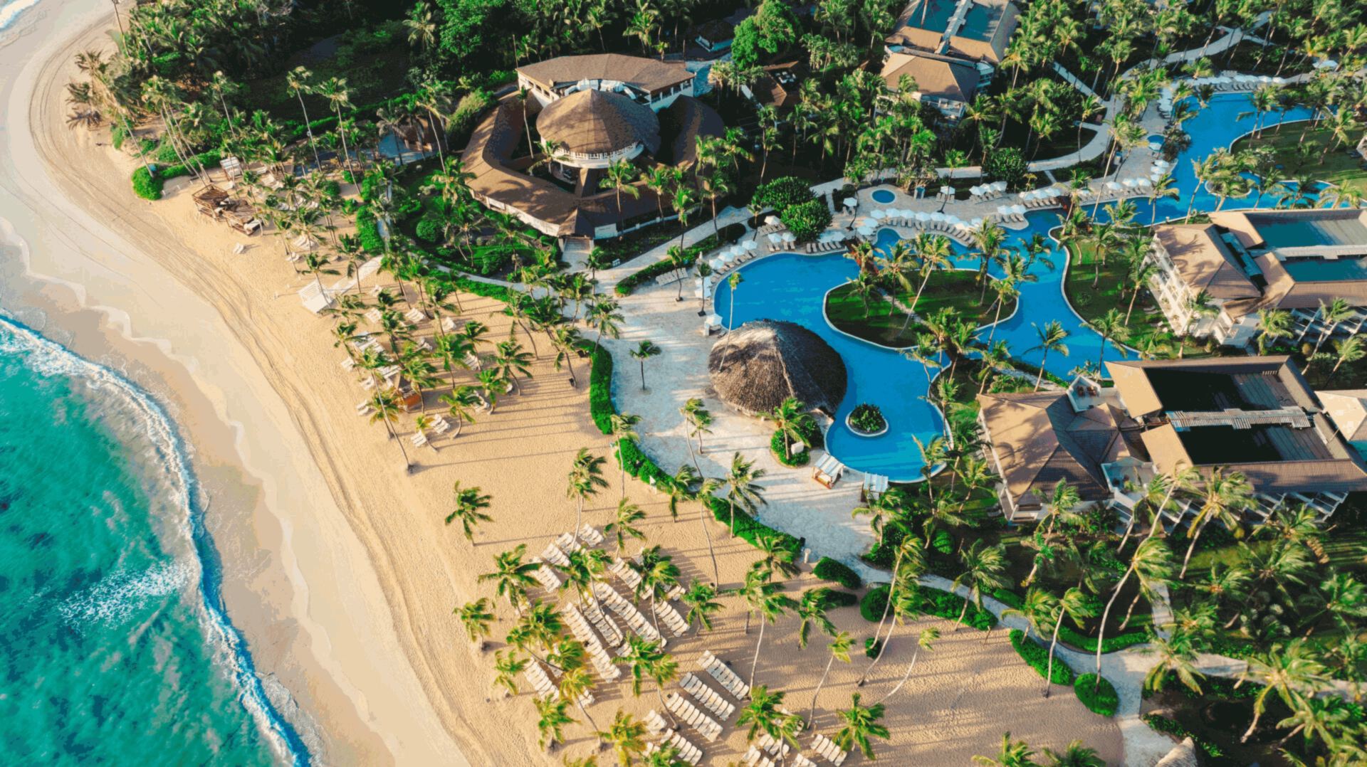 Aerial view of Wyndham Alltra Punta Cana beachfront resort